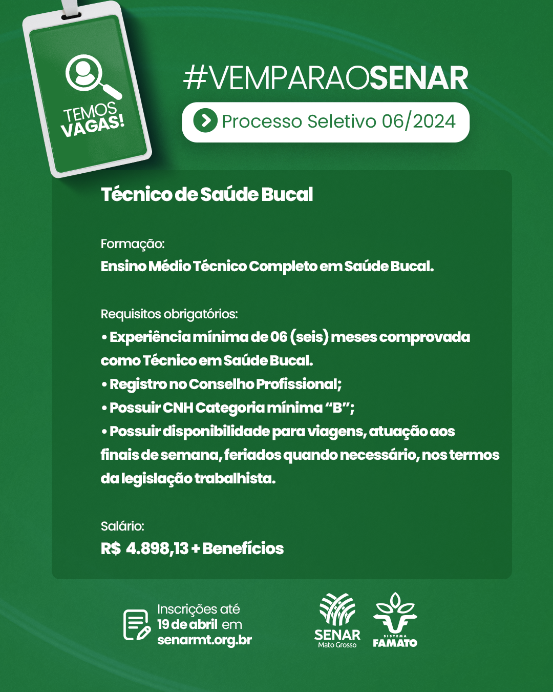 Vaga de Técnico de Saúde Bucal