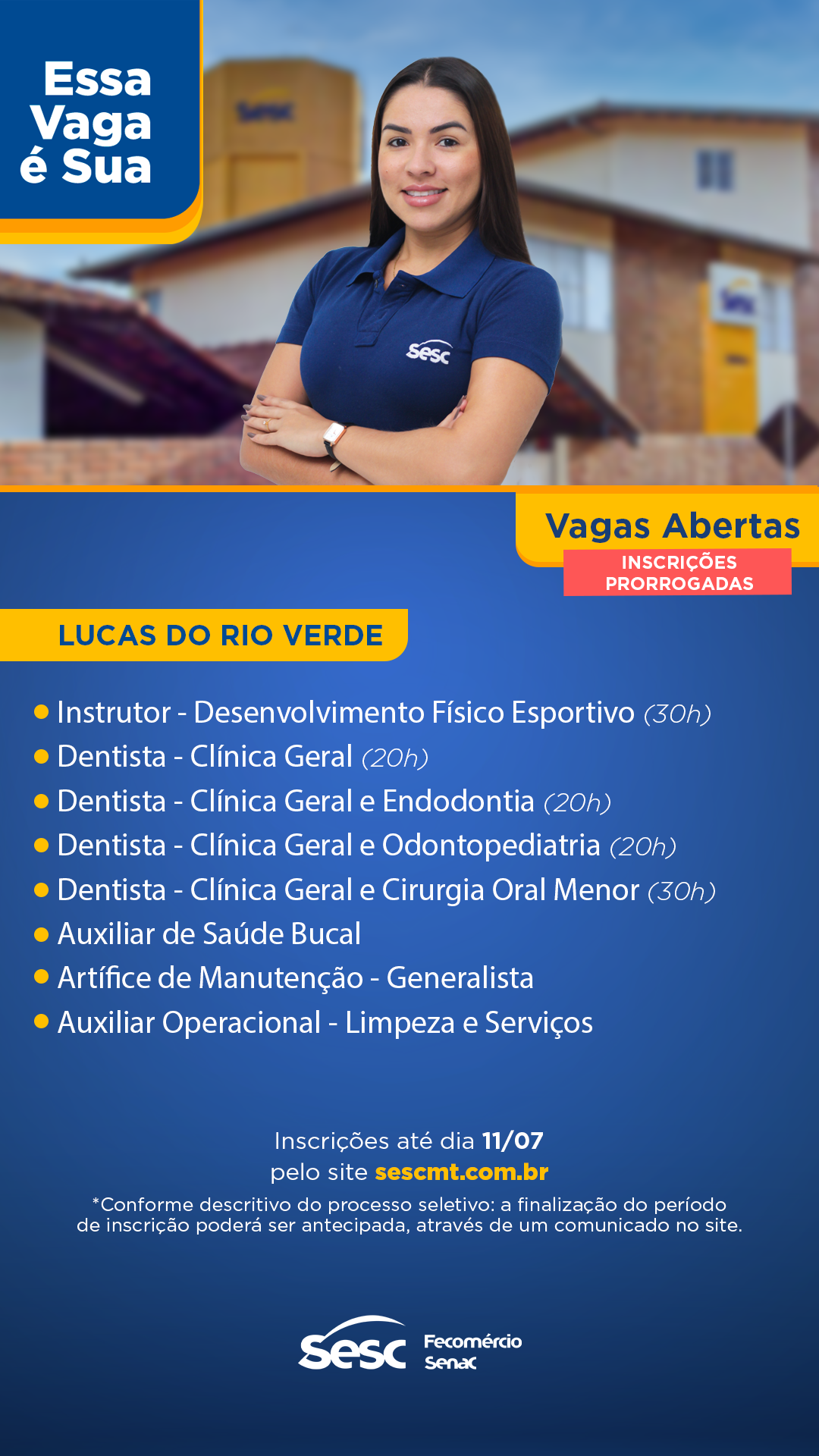 vaga sesc - Dentista em lucas do Rio verde - MT