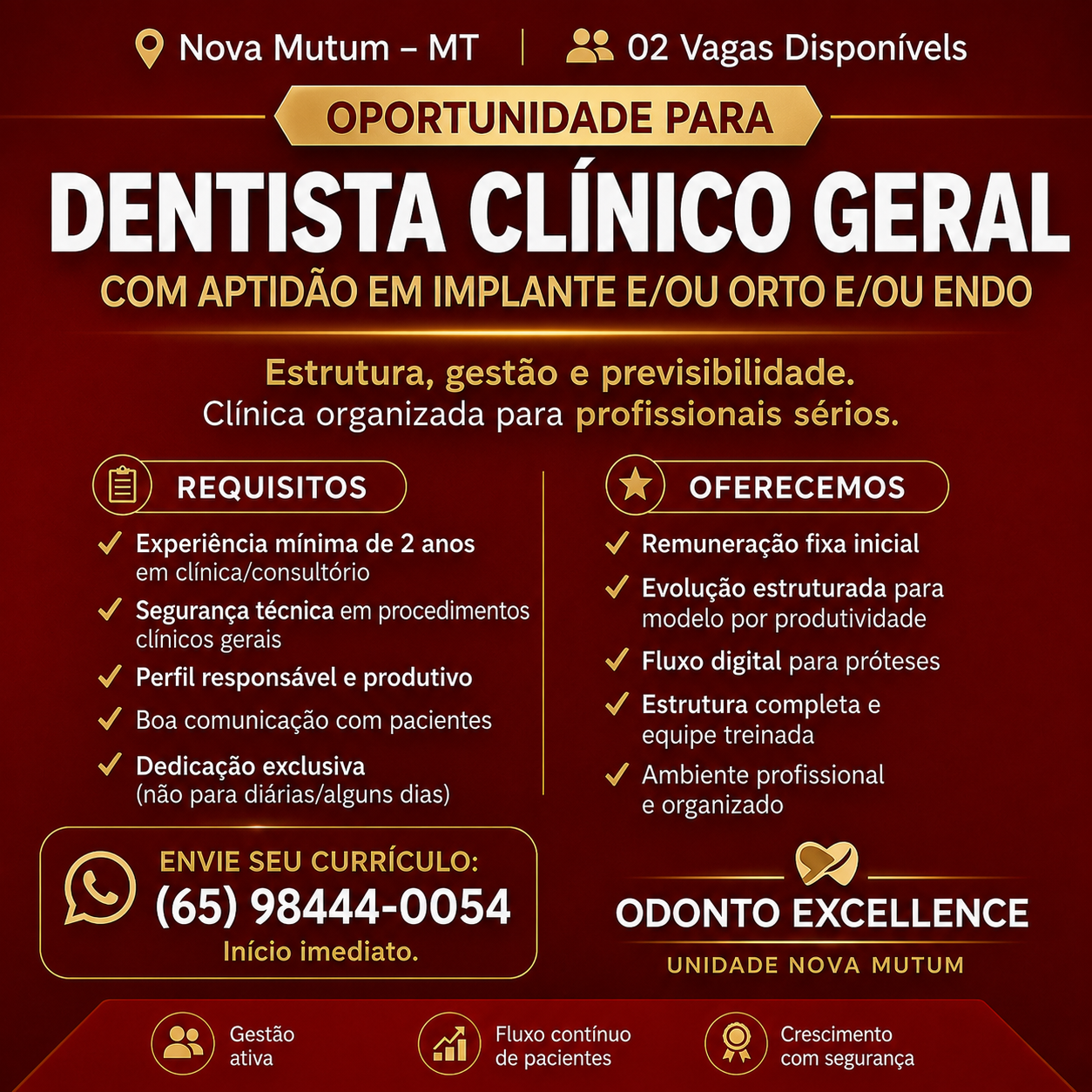 DENTISTA PARA NOVA MUTUM - CLÍNICO COM ESPECIALIDADE
