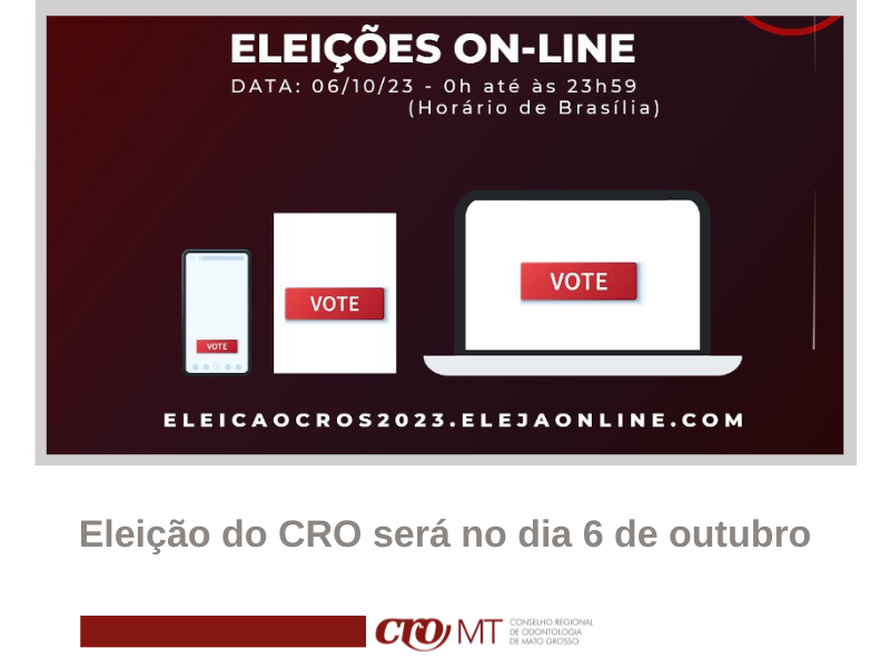 Eleição do CRO será no dia 6 de outubro