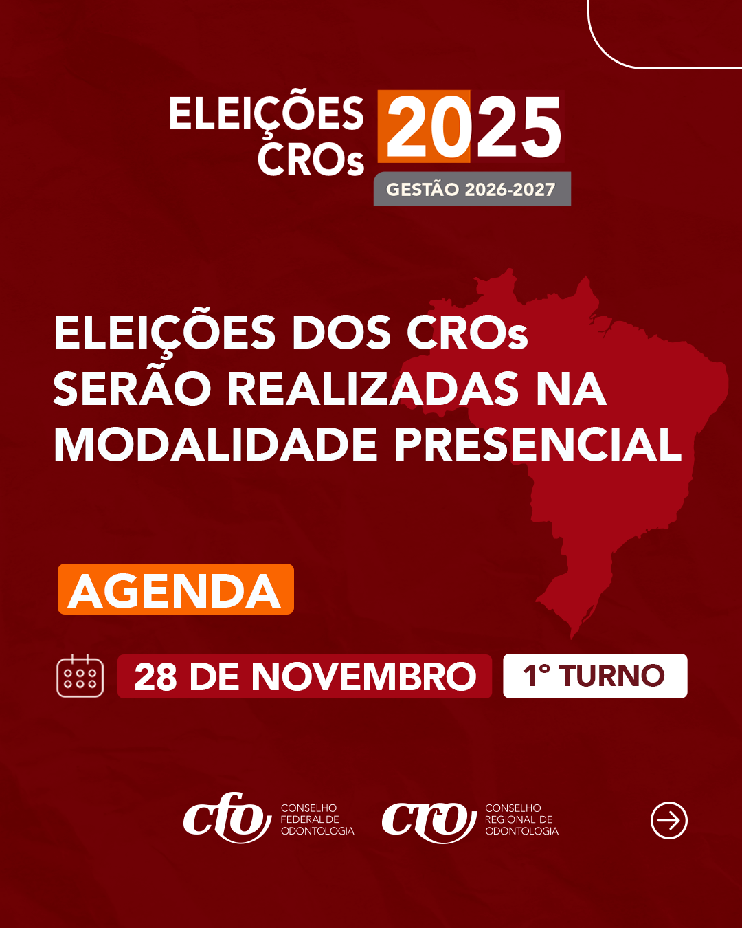 Eleições 2025 - 28 de novembro na modalidade presencial