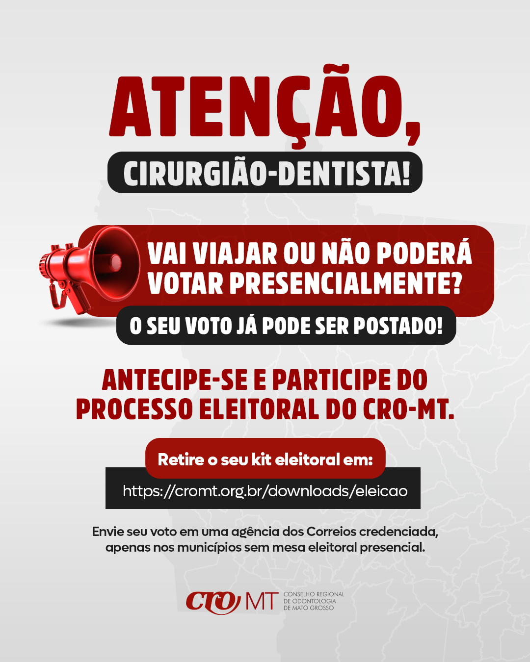 Eleição CRO-MT:Voto por correspondência já pode ser enviado