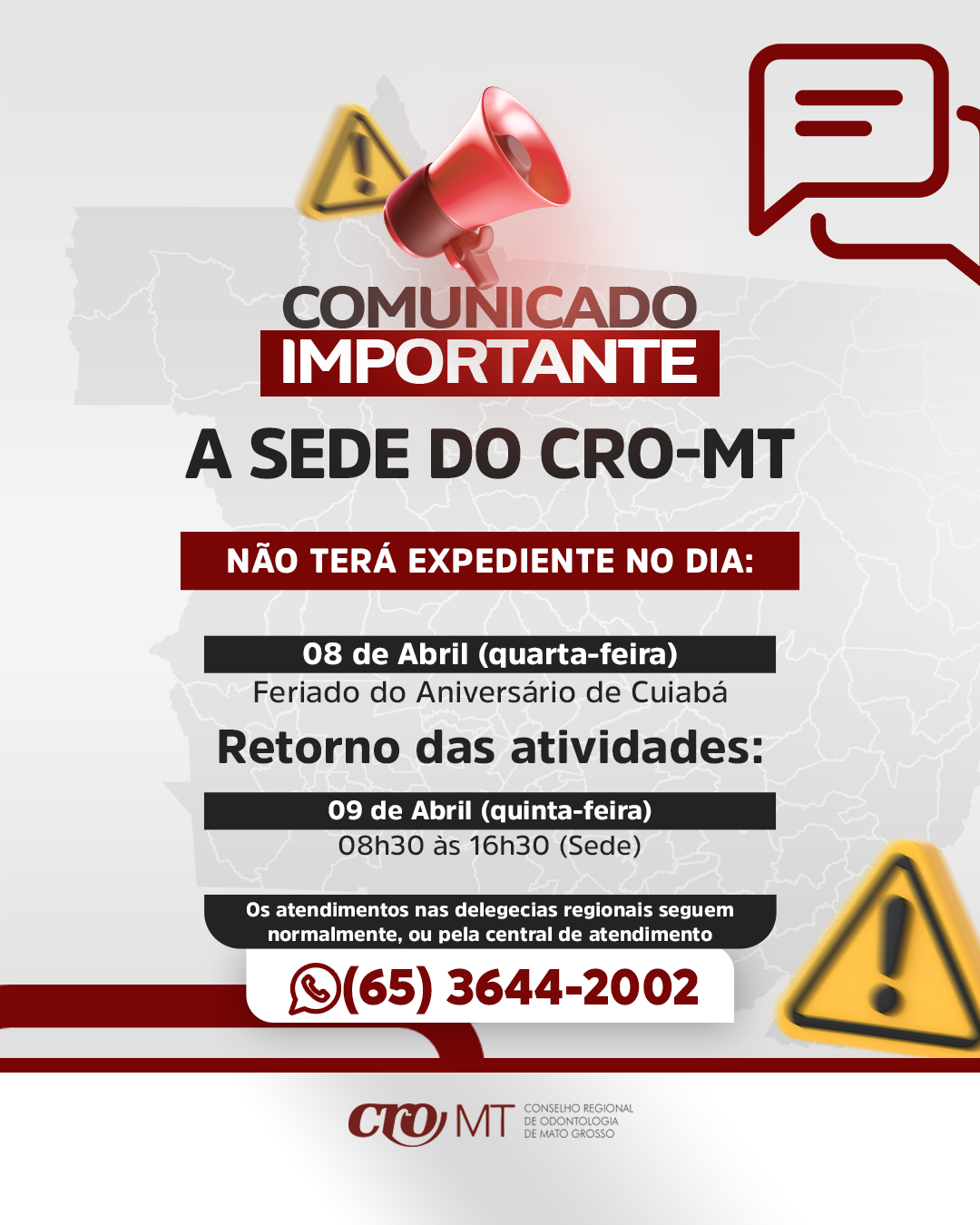 Feriado de aniversário de Cuiabá.